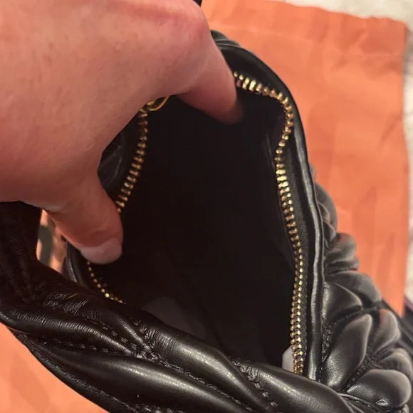 Black Quilted Shoulder Bag with Gold Details - Picture 4 of 5